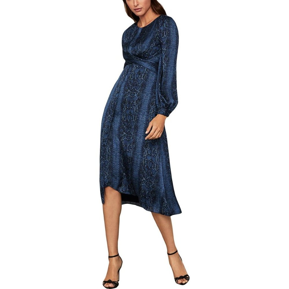 NWT BCBG MaxAzria Green one shoulder satin midi dress L